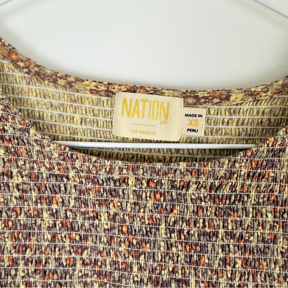 Nation LTD Pepper Smocked Romance Blouse Puff Sleeve Boho Cottagecore - Picture 7 of 8